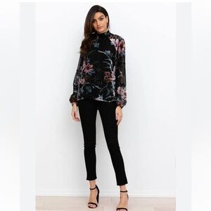 Anthropologie Yumi Kim Lexington top Timeless Burnout Velvet floral long sleeve